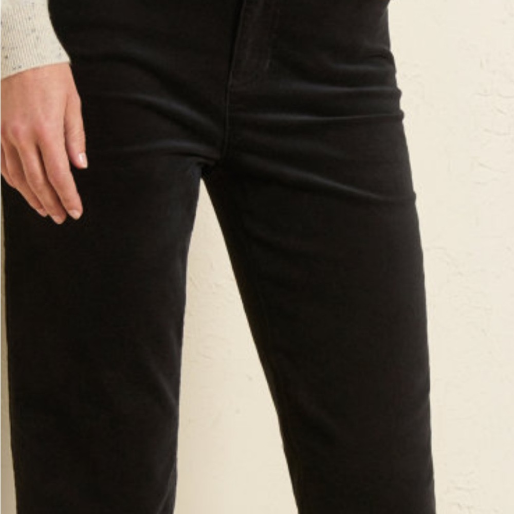 Eileen Fisher Black Velvet/Cotton Stretch Zip Pants w/Front/Back Pockets Sz12
